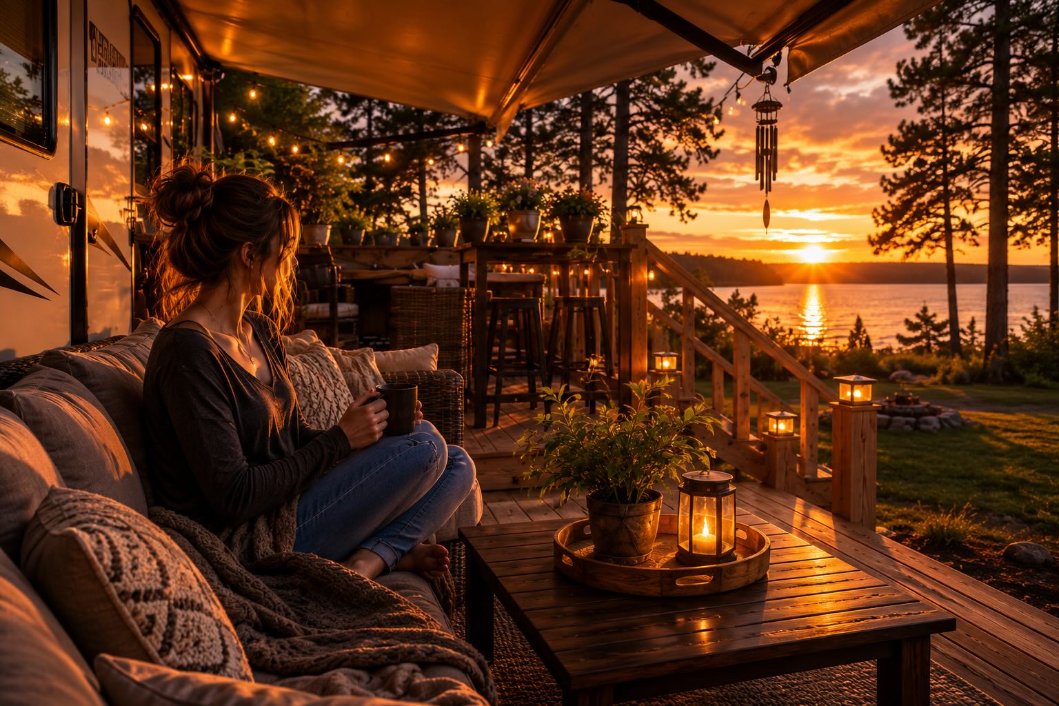 Warm sunset deck concept